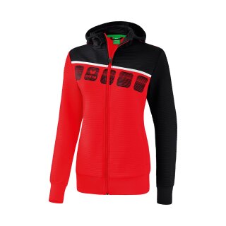 Erima 5-C Trainingsjacke mit Kapuze Damen rot/schwarz/wei&szlig;