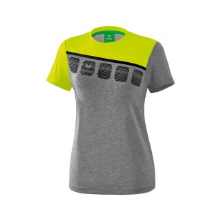 Erima 5-C T-Shirt Damen grau melange/lime pop/schwarz