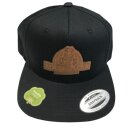 Snapback-Cap mit Logo auf Lederpatch (gerade)